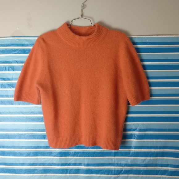 Coral sweater 50% Lambswool 40% Angora blend stretchy Boxy fit cropped Sweater - Picture 1 of 6